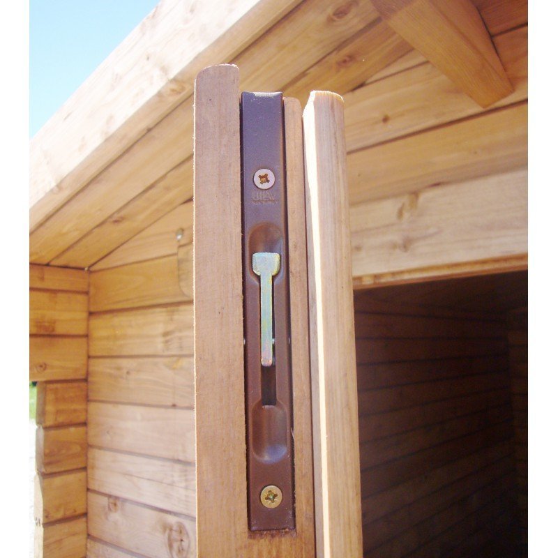 Abri en bois massif 19,8m² PLUS 28mm traité teinté marron Gardy Shelter