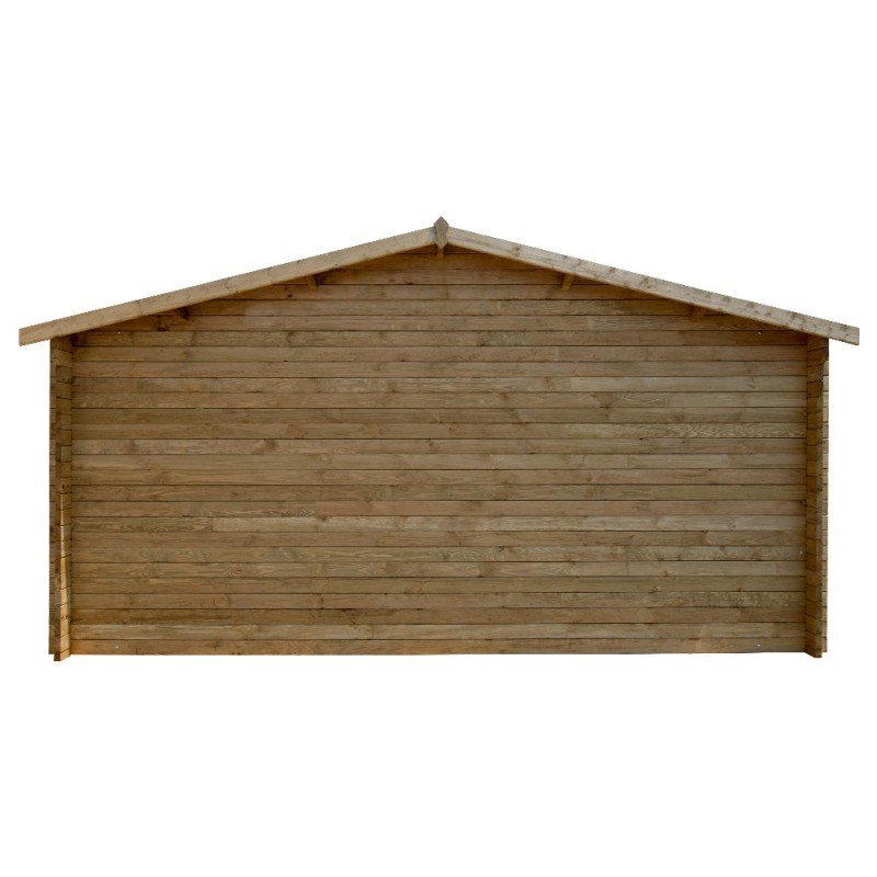 Abri en bois massif 19,8m² PLUS 28mm traité teinté marron Gardy Shelter