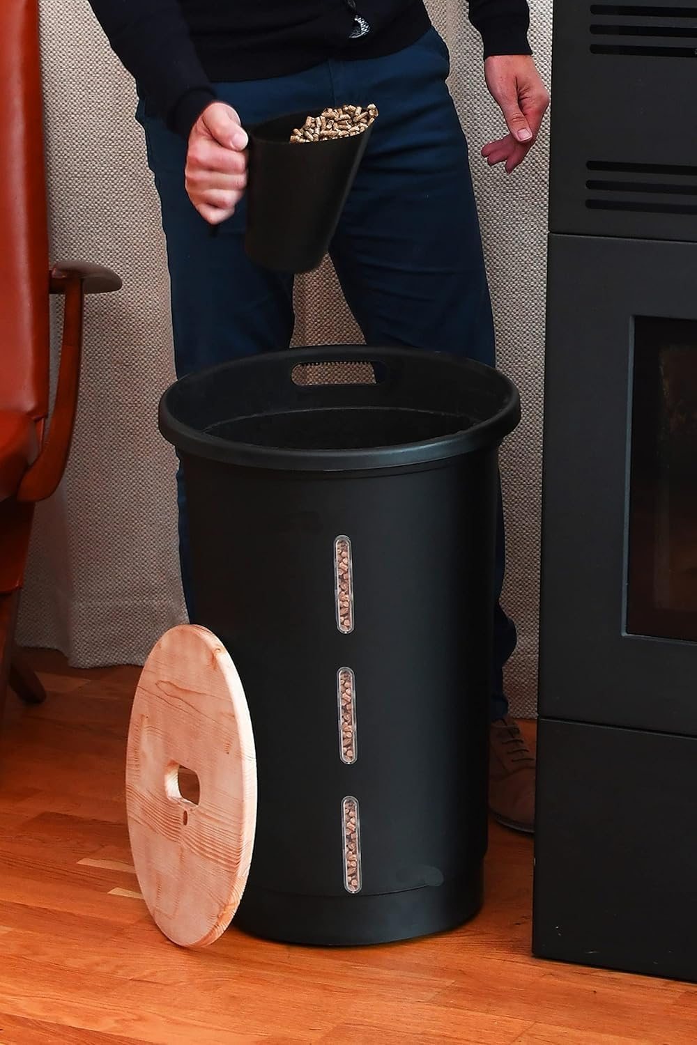 Coffre à granulés 38 L, à roulettes