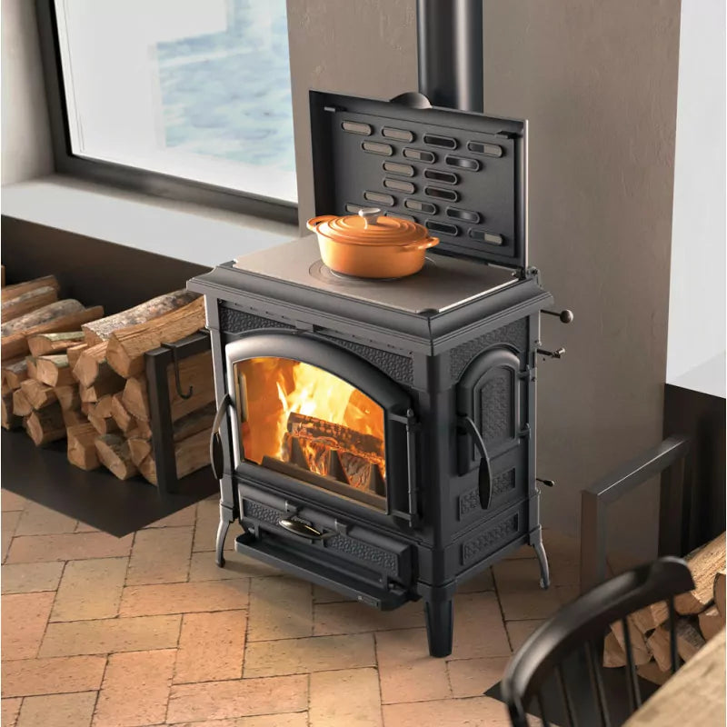 Poêle à bois avec chauffe plat Isotta con cerchi.16 – 11,9 Kw