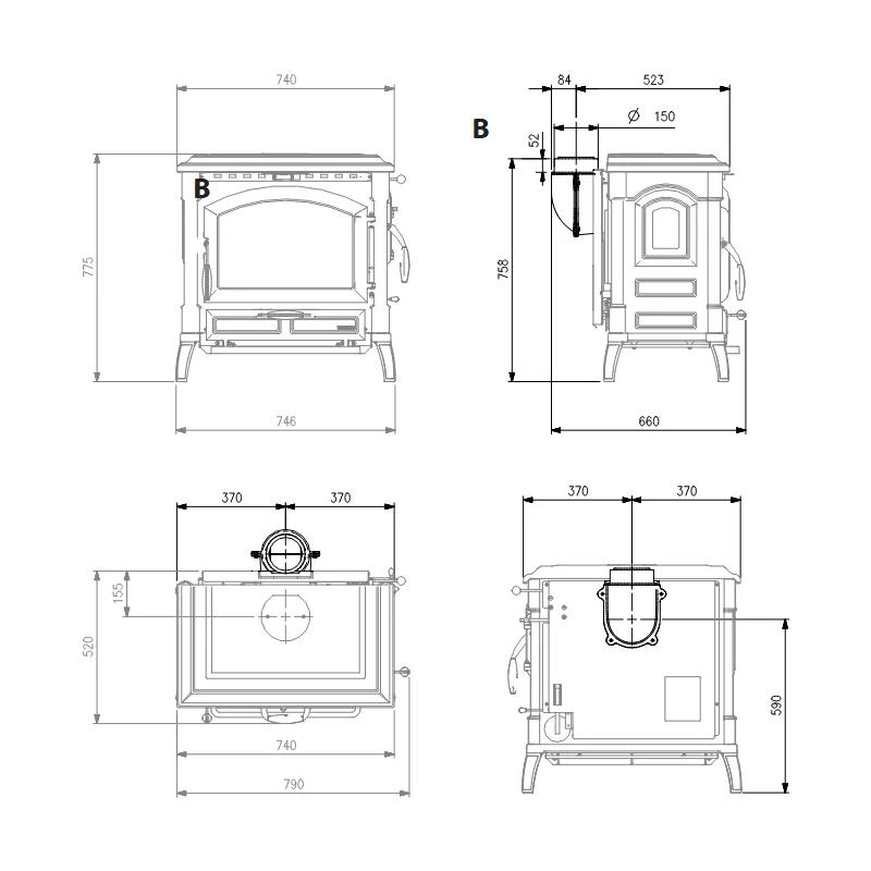 Poêle à bois Isotta.16 – 11,9 Kw